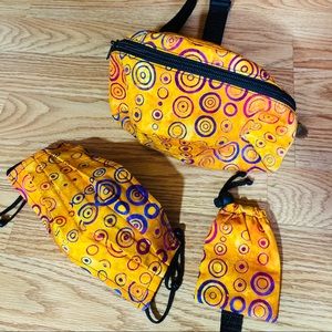 Pandemic Fanny Pack, Mask, Sanitizer purple circle